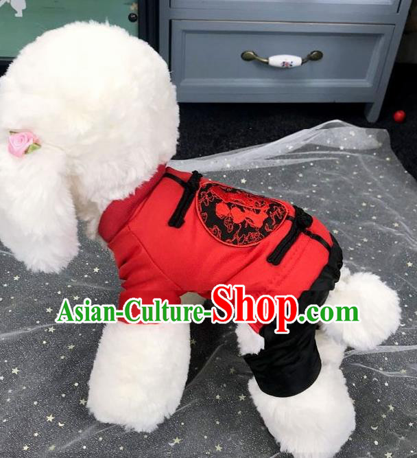 Traditional Asian Chinese Pets Winter Clothing Dog Red Costumes for New Year