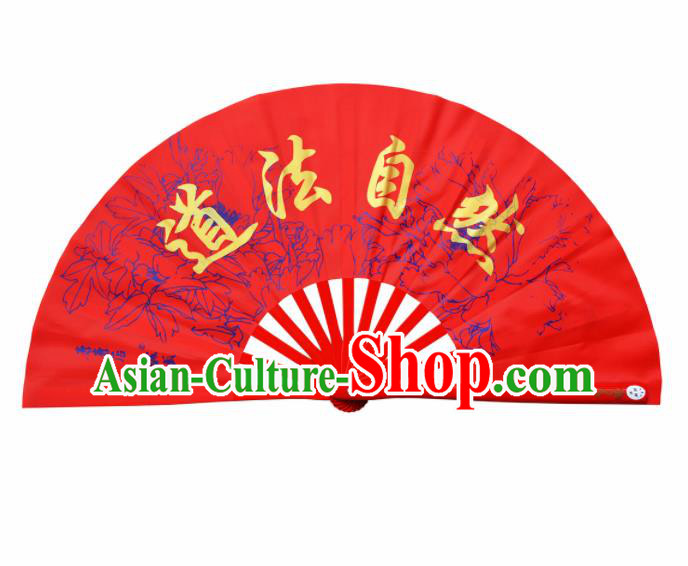 Chinese Handmade Martial Arts Red Fans Accordion Fan Traditional Kung Fu Folding Fan