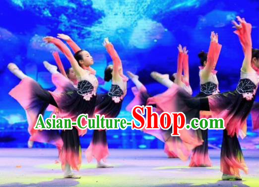 Traditional Chinese Children Classical Dance Lotus Dance Dress Stage Show Costume for Kids