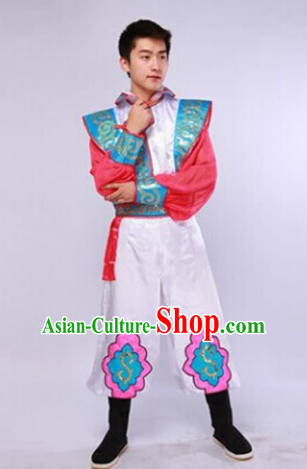 Traditional Chinese Mongol Nationality White Clothing Ethnic Minority Folk Dance Costume for Men