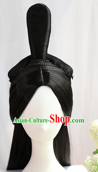 Traditional Chinese Cosplay Jin Dynasty Nobility Lady Wedding Wigs Sheath Ancient Princess Chignon for Women
