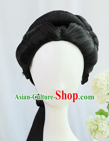 Traditional Chinese Cosplay Ming Dynasty Nobility Lady Wigs Sheath Ancient Court Queen Chignon for Women