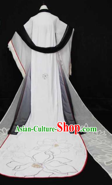Traditional Chinese Cosplay Court Queen White Dress Ancient Drama Fairy Princess Costumes for Women