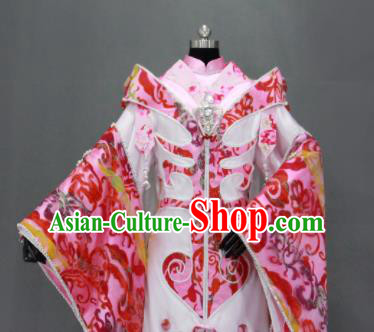 Traditional Chinese Cosplay Fairy Queen Pink Dress Ancient Drama Female Swordsman Costumes for Women