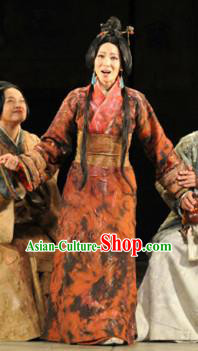 Chinese Drama Fu Sheng Ancient Qin Dynasty Palace Lady Dress Stage Performance Dance Costume and Headpiece for Women
