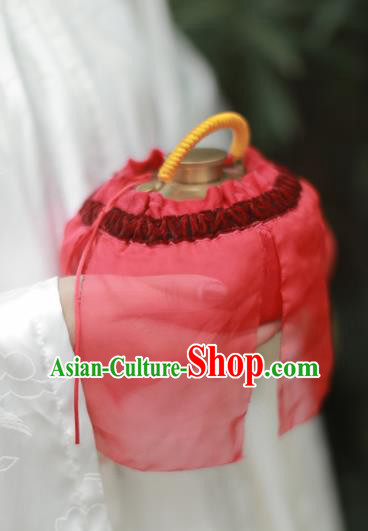 Traditional Chinese Ancient Termofor Cover Embroidered Red Veil Bag