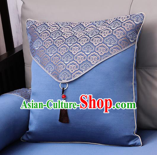 Traditional Chinese Home Decoration Accessories Cloud Pattern Royalblue Brocade Pillow Cover
