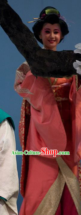 The Legend of Chunqin Shaoxing Opera Japan Geisha Pink Kimono Dress Stage Performance Costume and Headpiece for Women