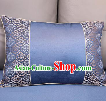 Traditional Chinese Home Decoration Accessories Back Cushion Cloud Pattern Blue Brocade Cover