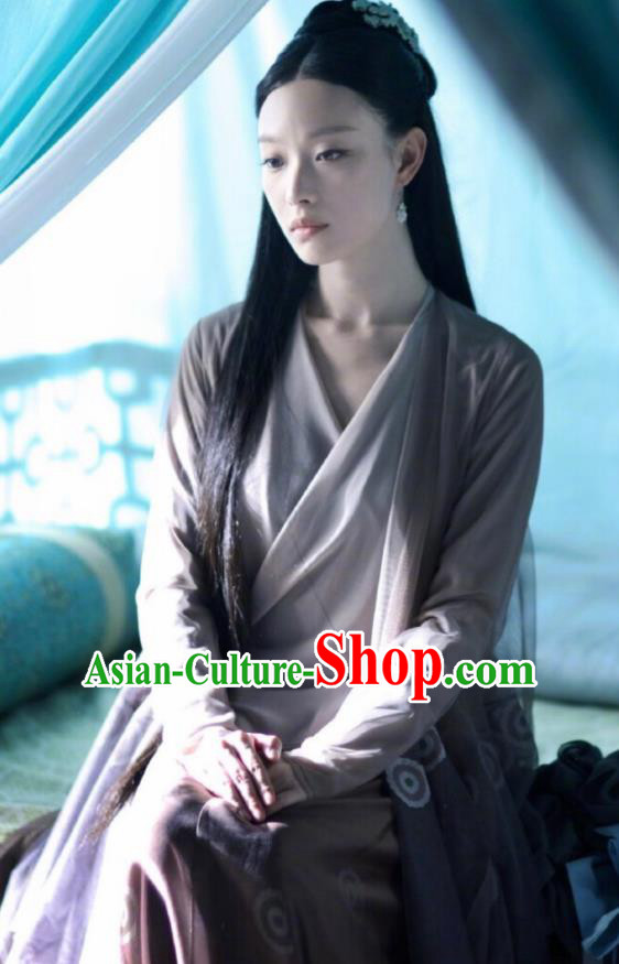 Chinese Ancient Nobility Lady Drama Love and Destiny Lin Mo Ni Ni Purple Replica Costumes and Headpiece for Women