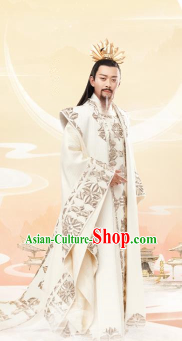 Chinese Ancient God King Drama Love and Destiny Heavenly Emperor Replica Costumes and Headpiece for Men