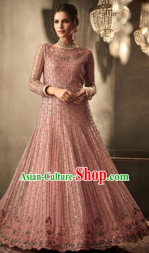 Asian Indian Festival Embroidered Lehenga Pink Dress India Bollywood Traditional Court Costumes for Women