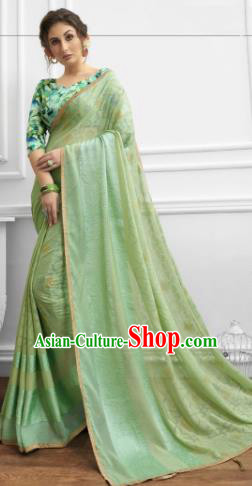 Light Green Chiffon Asian Indian National Lehenga Sari Dress India Bollywood Traditional Costumes for Women