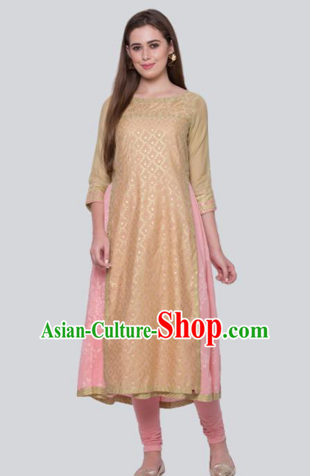 Asian Indian Traditional Apricot Blouse and Pants India Lehenga Choli Costumes Complete Set for Women