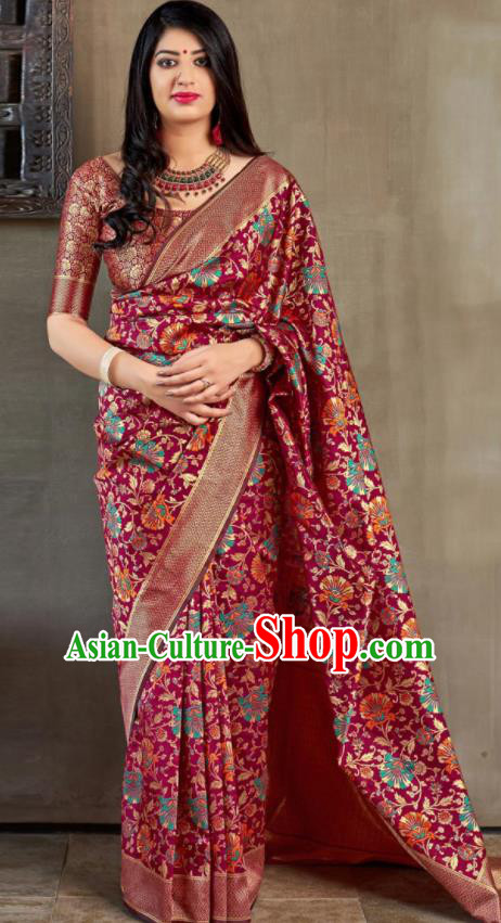 Traditional Indian Banarasi Saree Silk Sari Dress Asian India National Festival Bollywood Costumes for Women