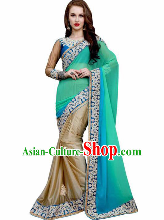 Traditional Indian Georgette Sari Dress Asian India National Bollywood Costumes for Women