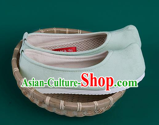 Chinese Traditional Light Green Cloth Shoes Hanfu Shoes Princess Shoes for Women