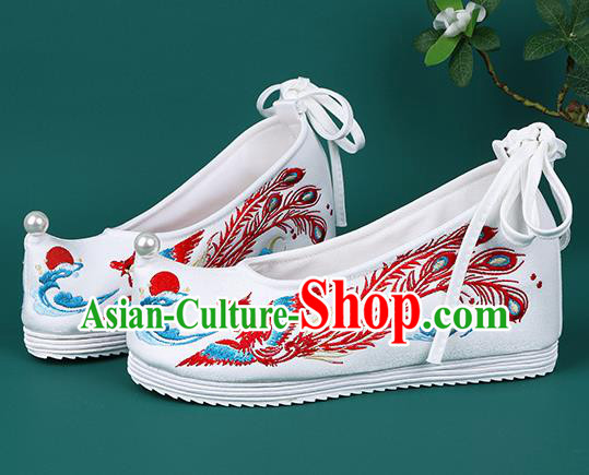 Chinese Embroidered Red Phoenix Shoes Traditional Hanfu Shoes Princess Shoes for Women