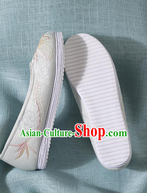 Chinese Handmade Embroidered Dragon Light Blue Shoes Traditional Wedding Shoes Hanfu Shoes Princess Shoes for Women