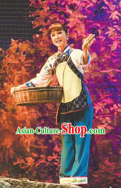 Chinese Moon Shines On Sugarbush Ferry Folk Dance Dress Stage Performance Dance Costume and Headpiece for Women