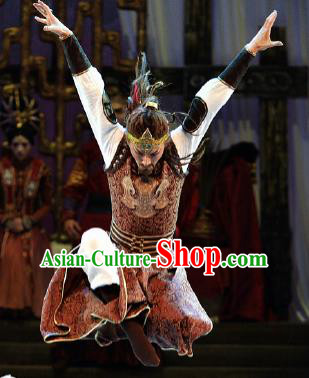 Lady Zhaojun Chinese Mongol Nationality Clothing Stage Performance Dance Costume for Men