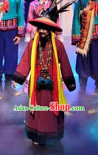Walking Marriage Chinese Mosuo Nationality Chieftain Clothing Stage Performance Dance Costume for Men
