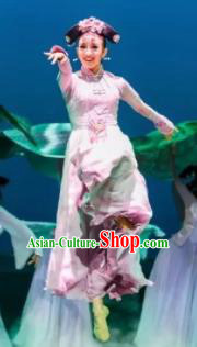 Nostalgia Is A Disease Chinese Qing Dynasty Princess Dress Stage Performance Dance Costume and Headpiece for Women