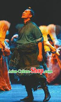 Chen Ai Luo Ding Chinese Tibetan Nationality Folk Dance Clothing Stage Performance Dance Costume for Men
