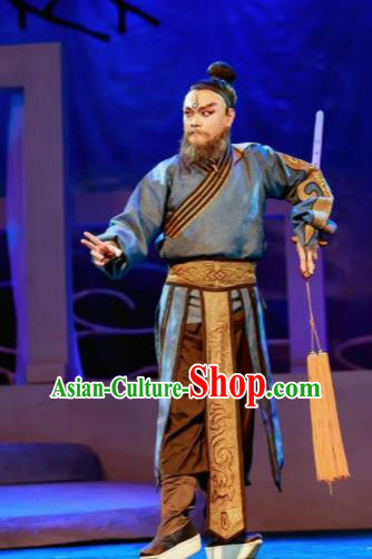 Chinese Peking Opera Lanruo Temple Taoist Priest Clothing Stage Performance Dance Costume and Headpiece for Men