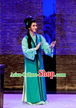 Phoenix Hairpin Chinese Peking Opera Diva Green Dress Stage Performance Dance Costume and Headpiece for Women