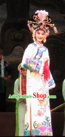 Su Wu In Desert Chinese Peking Opera Imperial Consort White Dress Stage Performance Dance Costume and Headpiece for Women