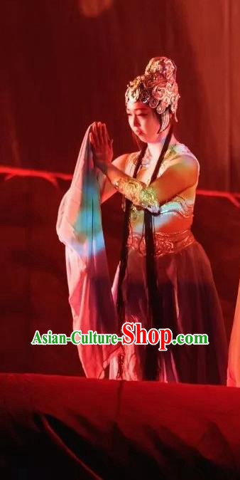 Goddess of the Moon Chinese Peri Classical Dance Dress Stage Performance Dance Costume and Headpiece for Women