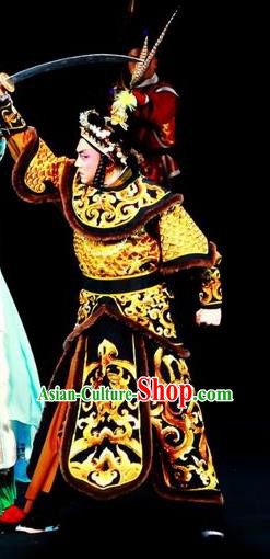 Mei Hua Zan Chinese Beijing Opera General Clothing Stage Performance Dance Costume and Headpiece for Men