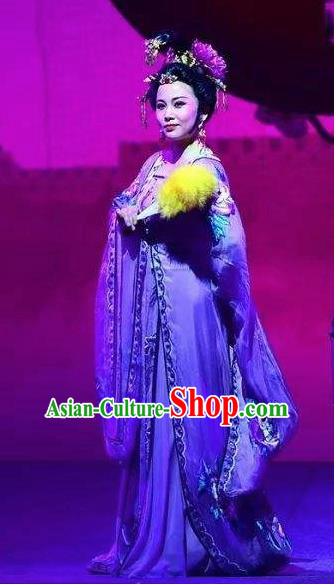Amber Fate Chinese Beijing Opera Empress Dowager Purple Dress Stage Performance Dance Costume and Headpiece for Women