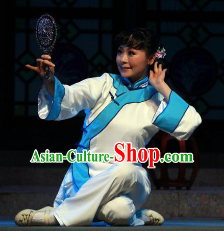 Shi Niang Chinese Folk Dance White Dress Stage Performance Dance Costume and Headpiece for Women