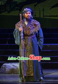 Cai Wenji Chinese Opera Ancient Han Dynasty Civilian Clothing Stage Performance Dance Costume and Headpiece for Men