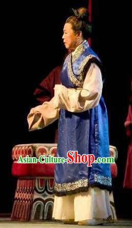 Cai Wenji Chinese Opera Ancient Old Female Blue Dress Stage Performance Dance Costume and Headpiece for Women