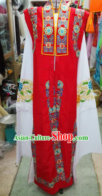 Chinese Traditional Beijing Opera Old Gentleman Costume Peking Opera Embroidered Red Clothing for Adults