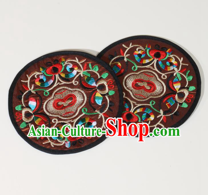 Chinese Traditional Household Accessories Classical Embroidered Brown Brocade Teacup Mat