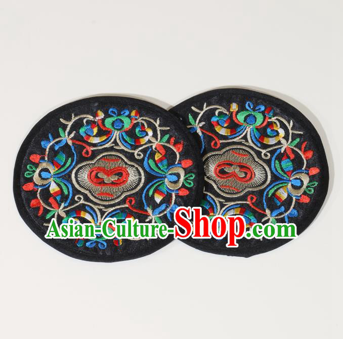 Chinese Traditional Household Accessories Classical Embroidered Black Brocade Teacup Mat