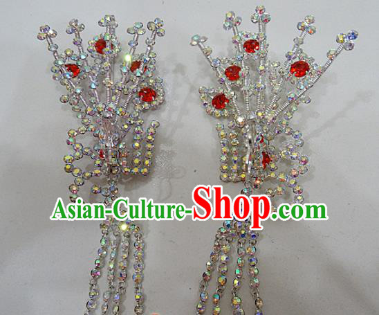 Chinese Traditional Beijing Opera Diva Hairpins Princess Crystal Phoenix Hair Clip Hair Accessories for Adults