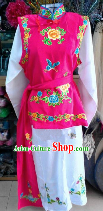Chinese Traditional Beijing Opera Maidservants Rosy Dress Peking Opera Young Lady Costume for Adults