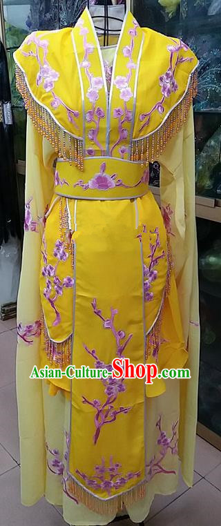 Chinese Traditional Beijing Opera Actress Princess Yellow Dress Peking Opera Peri Costume for Adults