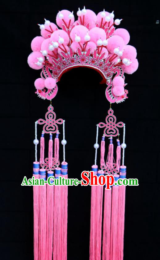 Chinese Traditional Beijing Opera Diva Hair Accessories Peking Opera Pink Venonat Phoenix Coronet