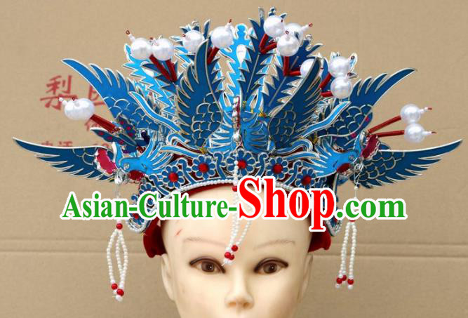 Chinese Traditional Beijing Opera Diva Hair Accessories Peking Opera Queen Three Phoenix Coronet