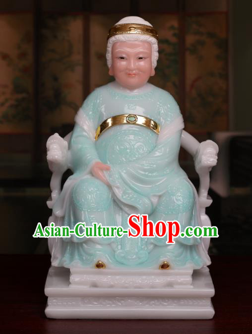 Chinese Traditional Religious Supplies Green Earth Grandmother Statue Taoism Accessories