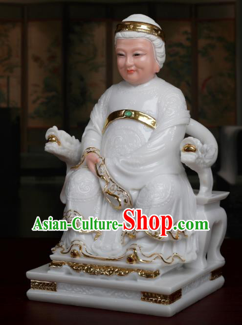 Chinese Traditional Religious Supplies White Earth Grandmother Statue Taoism Accessories
