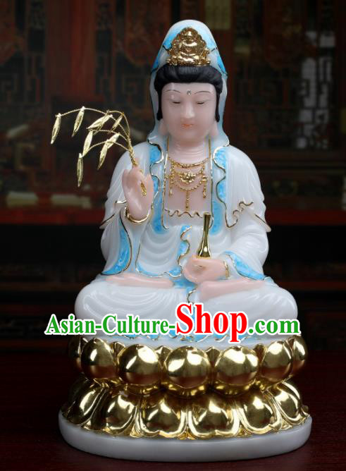 Chinese Traditional Religious Supplies Feng Shui Avalokitesvara Blue Cloth Statue Buddhism Decoration