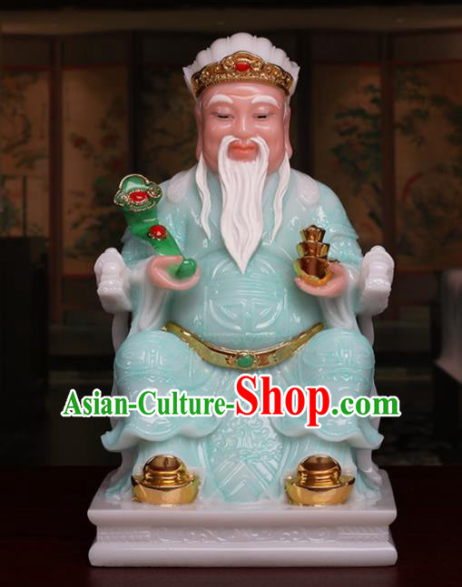 Chinese Traditional Religious Supplies Feng Shui Green Marble Taoism Gnome Statue Decoration