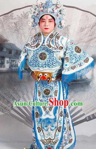 Chinese Traditional Beijing Opera Takefu Costume Ancient Warrior White Clothing